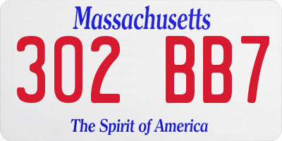MA license plate 302BB7