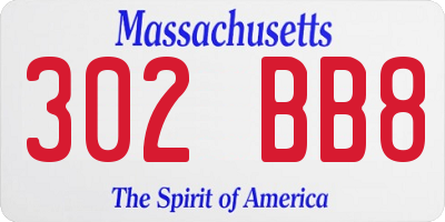 MA license plate 302BB8