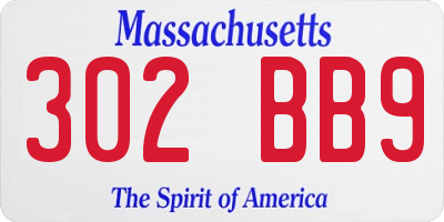 MA license plate 302BB9