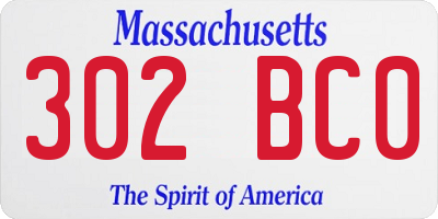 MA license plate 302BC0