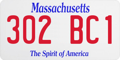 MA license plate 302BC1