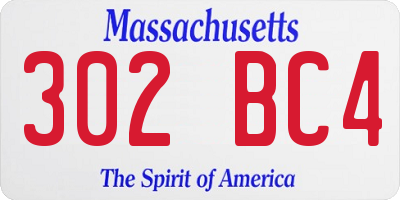 MA license plate 302BC4