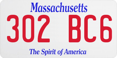 MA license plate 302BC6