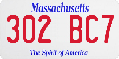 MA license plate 302BC7