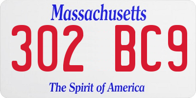 MA license plate 302BC9