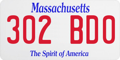 MA license plate 302BD0