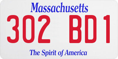 MA license plate 302BD1