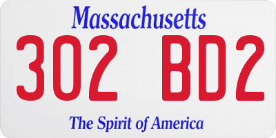 MA license plate 302BD2