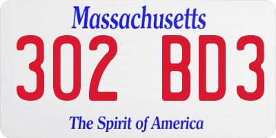MA license plate 302BD3
