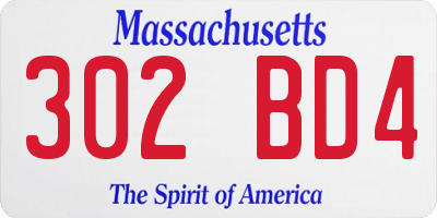 MA license plate 302BD4