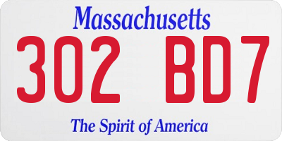MA license plate 302BD7