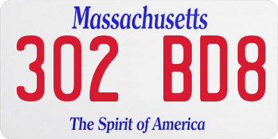 MA license plate 302BD8