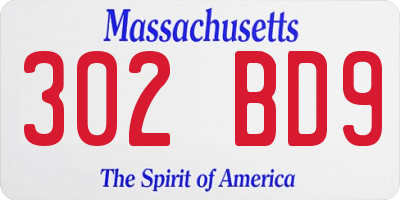 MA license plate 302BD9