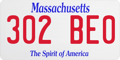 MA license plate 302BE0