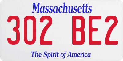 MA license plate 302BE2
