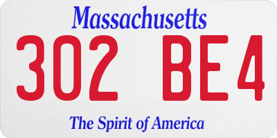 MA license plate 302BE4