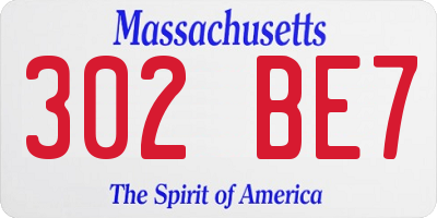 MA license plate 302BE7
