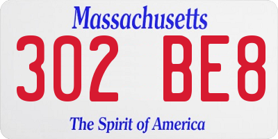 MA license plate 302BE8