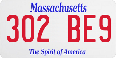 MA license plate 302BE9