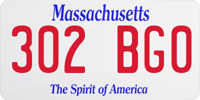 MA license plate 302BG0