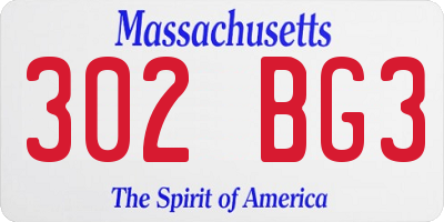 MA license plate 302BG3