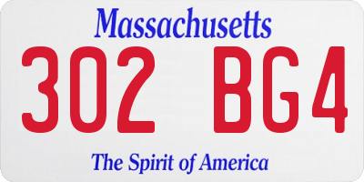 MA license plate 302BG4