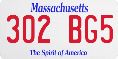 MA license plate 302BG5