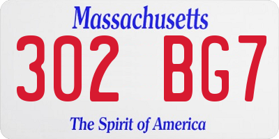 MA license plate 302BG7