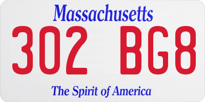 MA license plate 302BG8