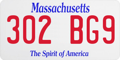 MA license plate 302BG9