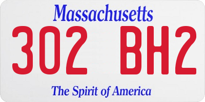 MA license plate 302BH2