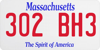 MA license plate 302BH3