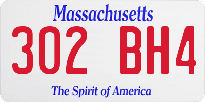 MA license plate 302BH4