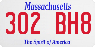 MA license plate 302BH8