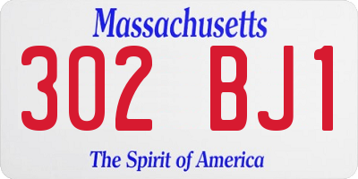 MA license plate 302BJ1