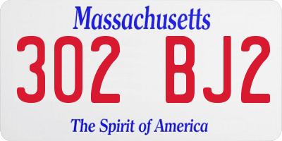 MA license plate 302BJ2