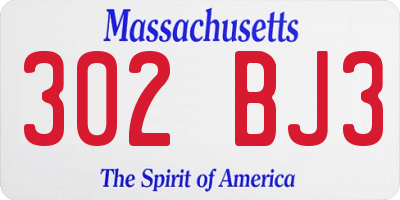 MA license plate 302BJ3