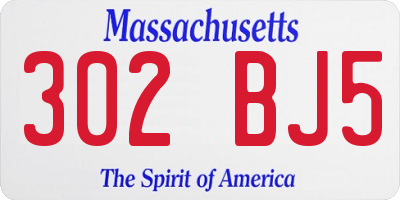 MA license plate 302BJ5