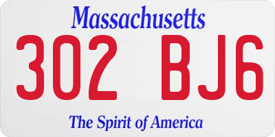 MA license plate 302BJ6
