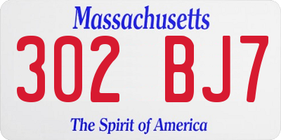 MA license plate 302BJ7