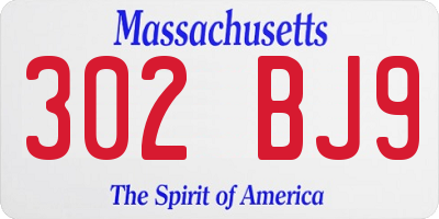 MA license plate 302BJ9