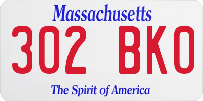 MA license plate 302BK0
