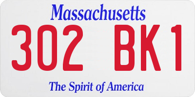 MA license plate 302BK1