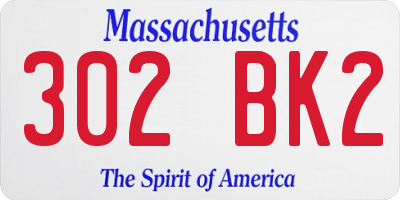 MA license plate 302BK2