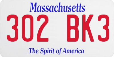 MA license plate 302BK3