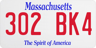 MA license plate 302BK4