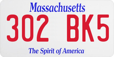 MA license plate 302BK5