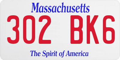 MA license plate 302BK6
