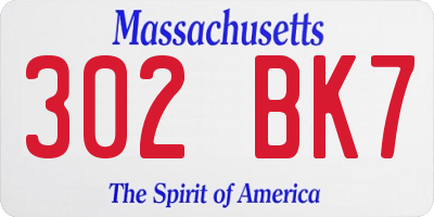 MA license plate 302BK7