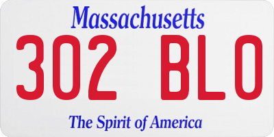 MA license plate 302BL0